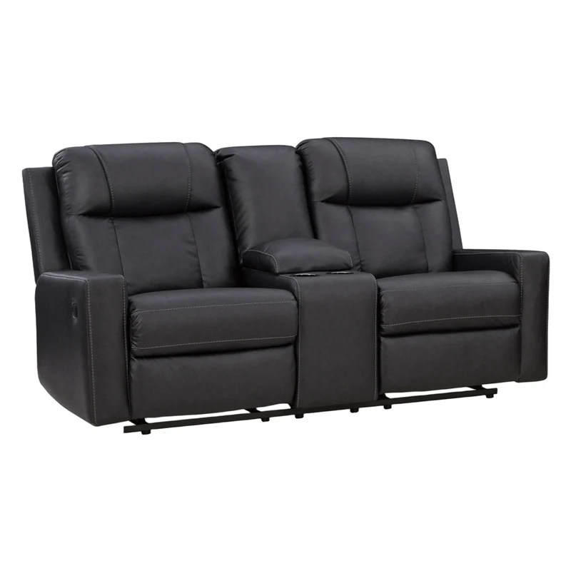 Causeuse inclinable aspect cuir avec console - Mackmenville