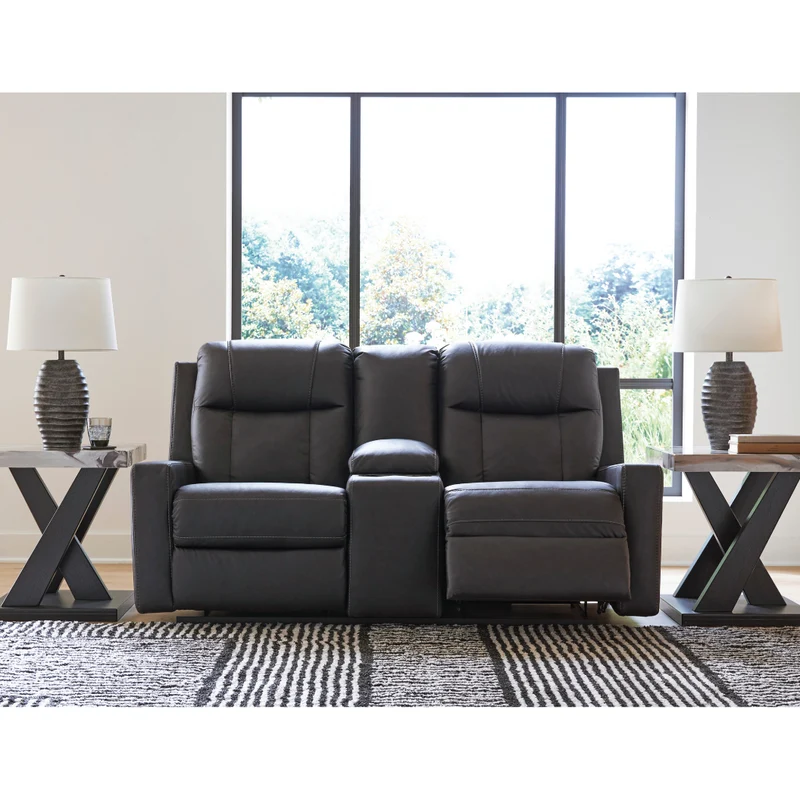Causeuse inclinable aspect cuir avec console - Mackmenville