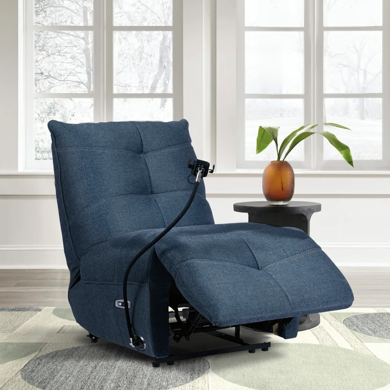 Fauteuil inclinable motorisé en tissu avec support flexible pour téléphone et chargeur sans fil - Burlyton