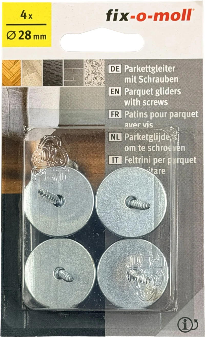 Fix-O-Moll Parkettgleiter mit Schraube 5 mm / Ø 28 mm 4 x Parkettgleiter