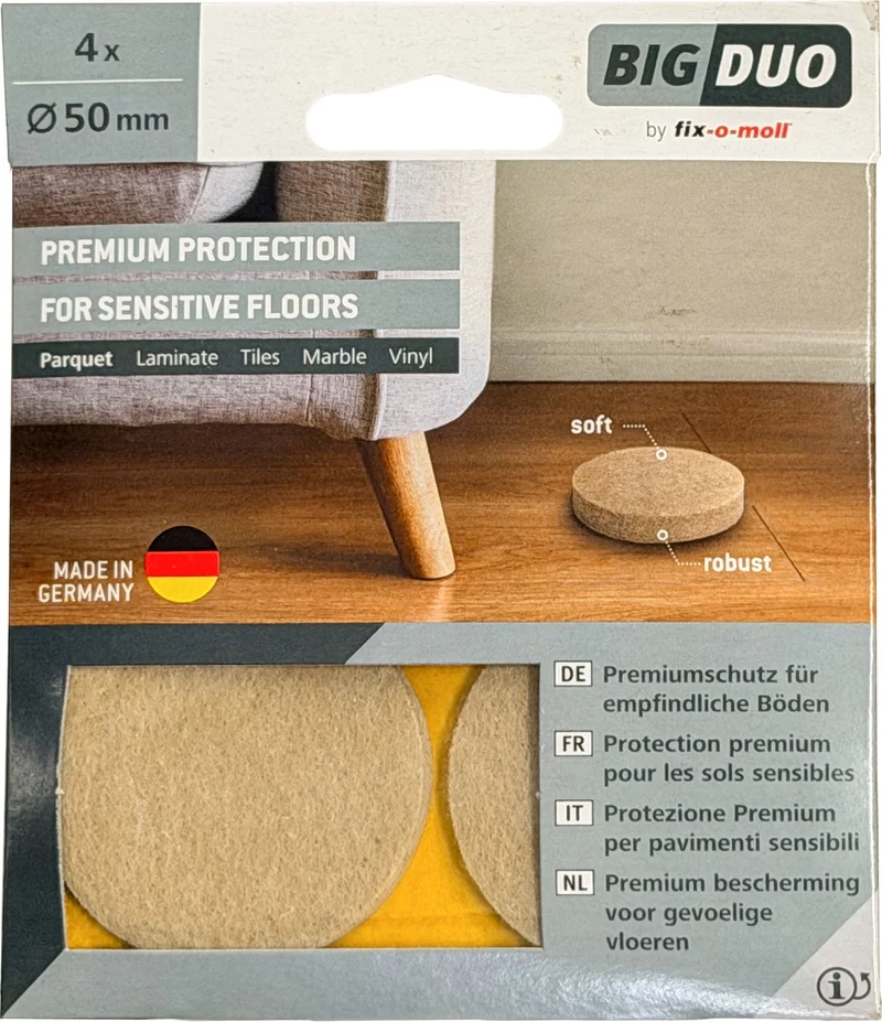 Fix-O-Moll Parkettgleiter 5 mm / Ø 50 mm 4 x Parkettgleiter