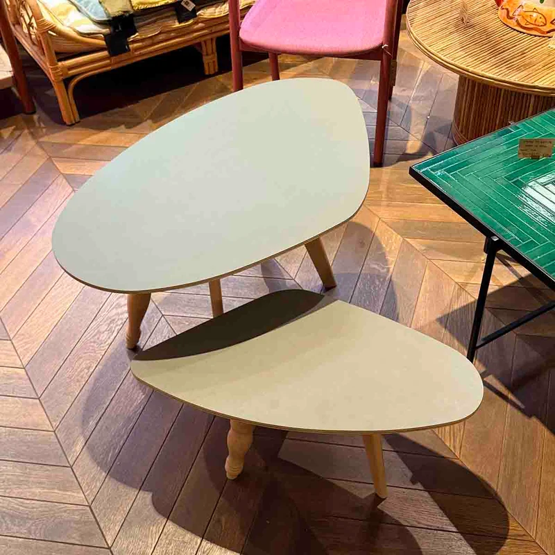 LOT 2 TABLES GALET KAKI