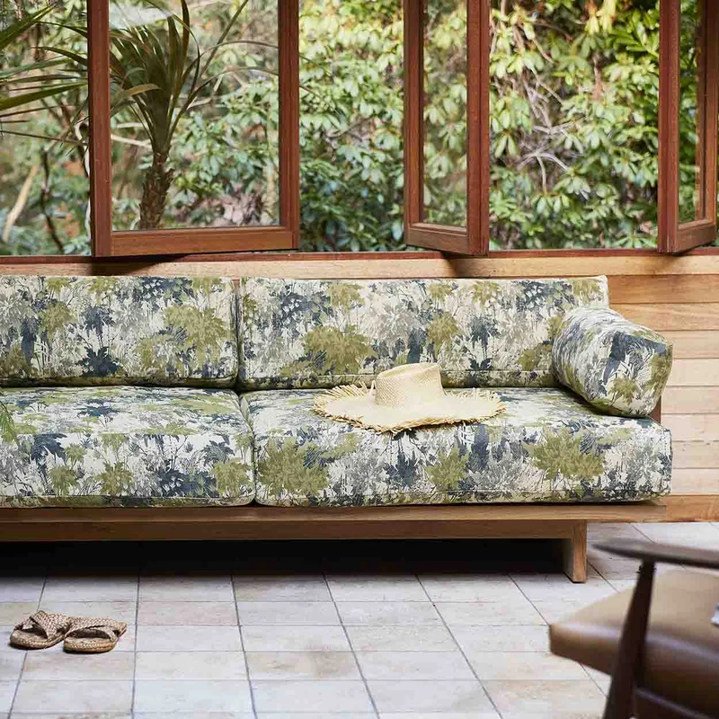 BANQUETTE D'EXTÉRIEUR TISSU FLEURI