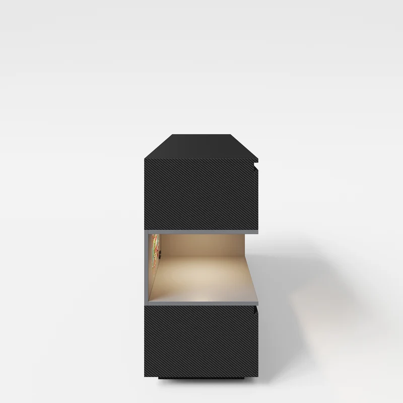 Sideboard 'Minecraft' mit 5 Schubladen und 1 Tür - Offene Ablage für Konsole - Anthrazit