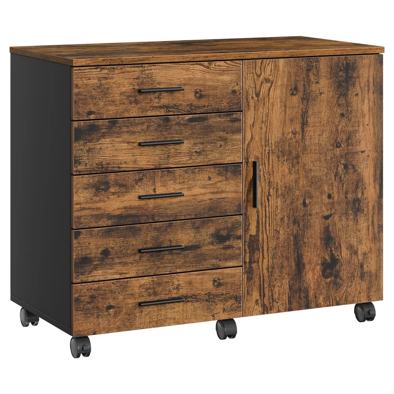 Archivador de 5 Cajones con Ruedas, Cajonera de Oficina