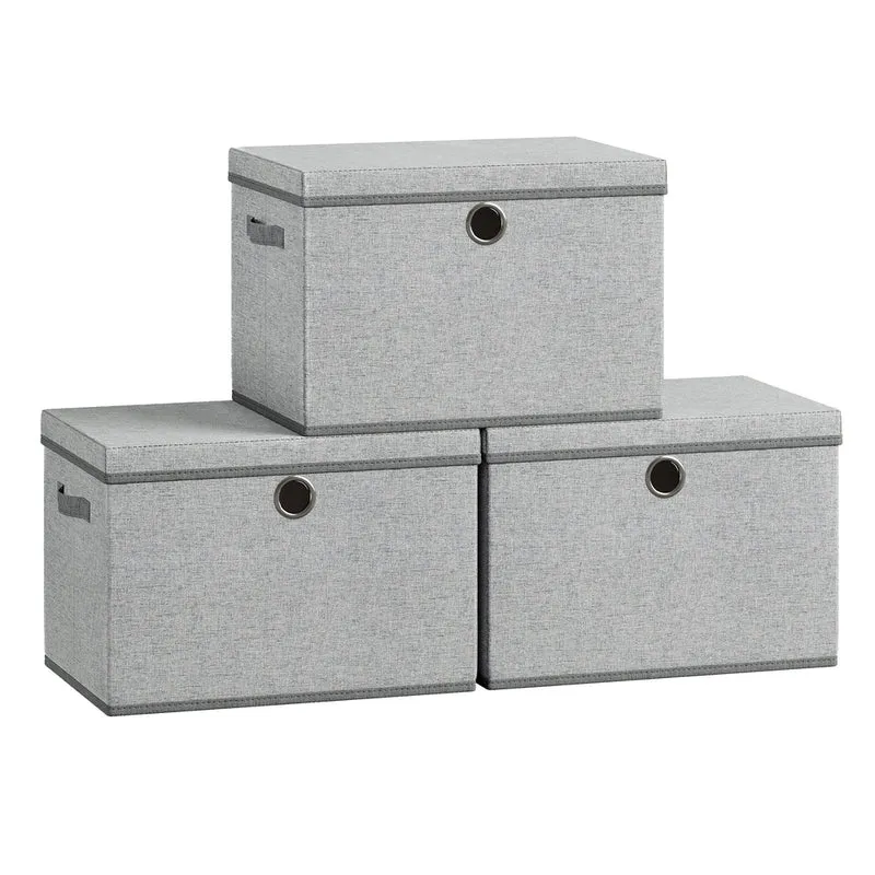 Caja organizadora de tela con tapa y asas