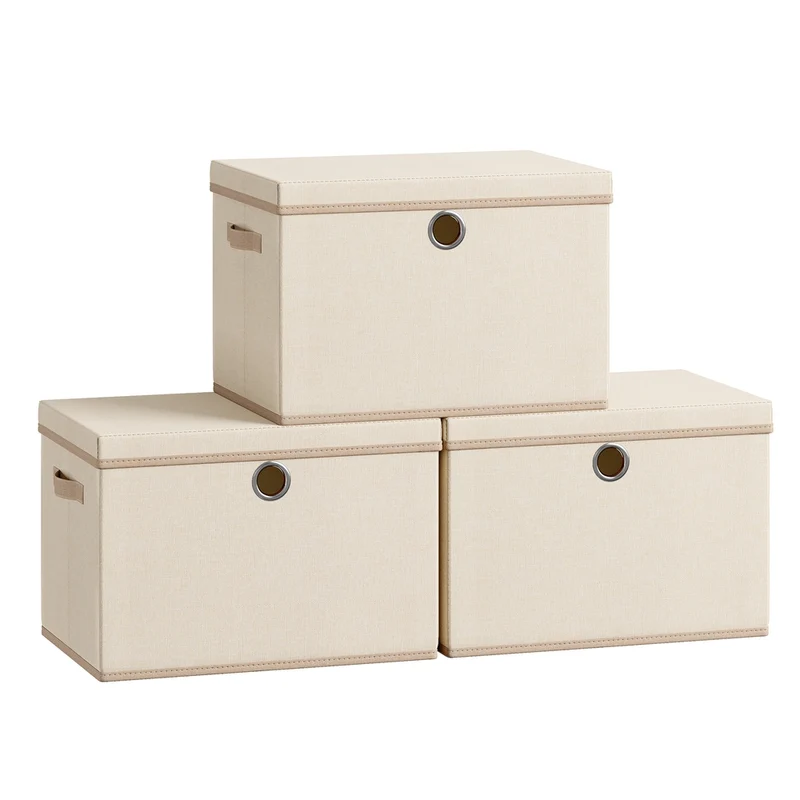 Caja organizadora de tela con tapa y asas