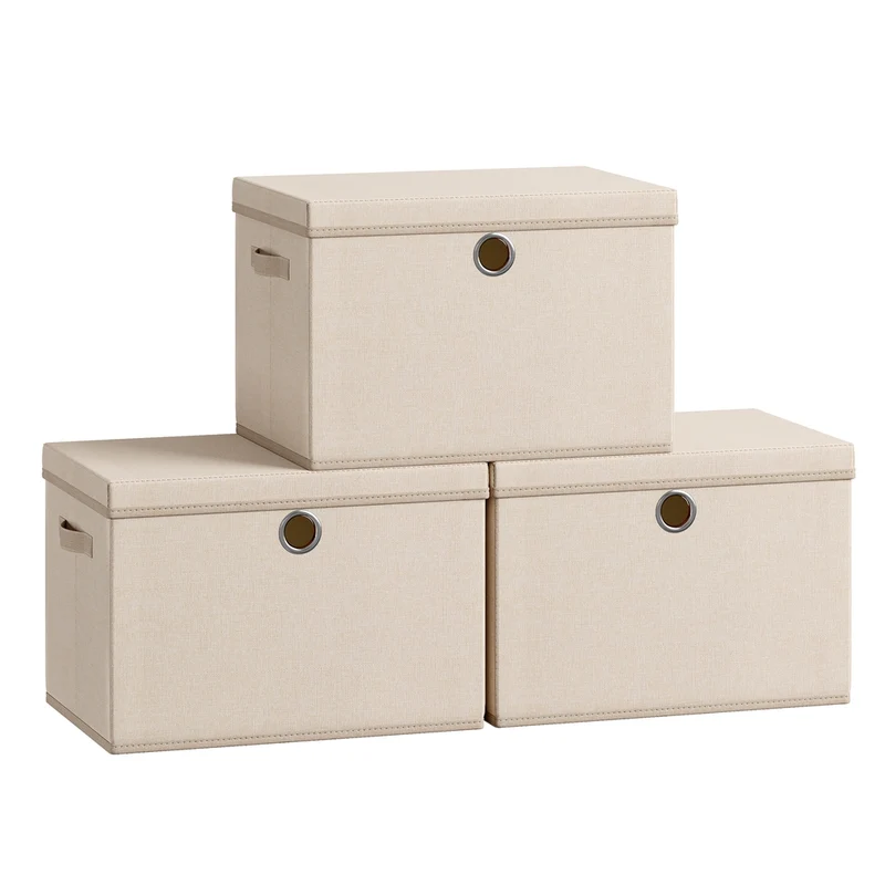 Caja organizadora de tela con tapa y asas