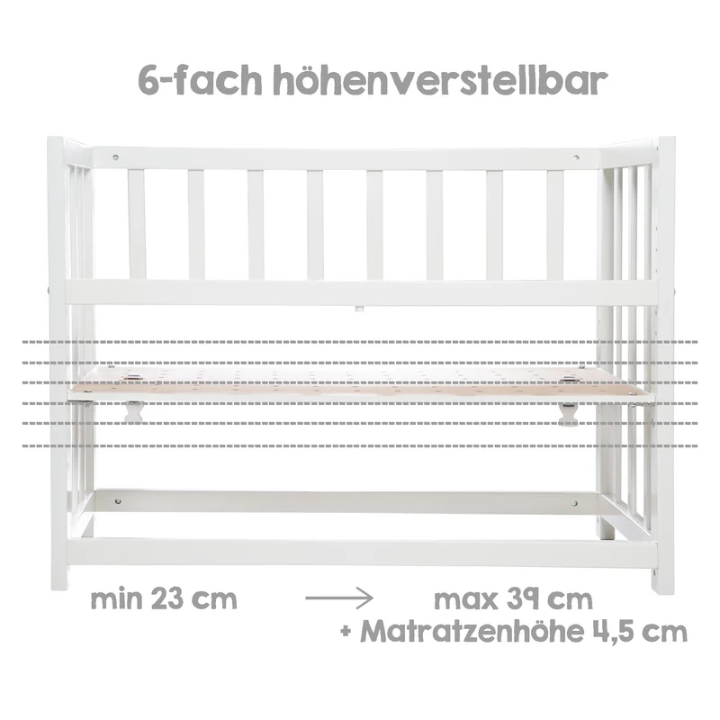 Stubenbett 4 in 1 'Woodland Buddies' inkl. textiler Ausstattung - Weiß / Pastellgrün