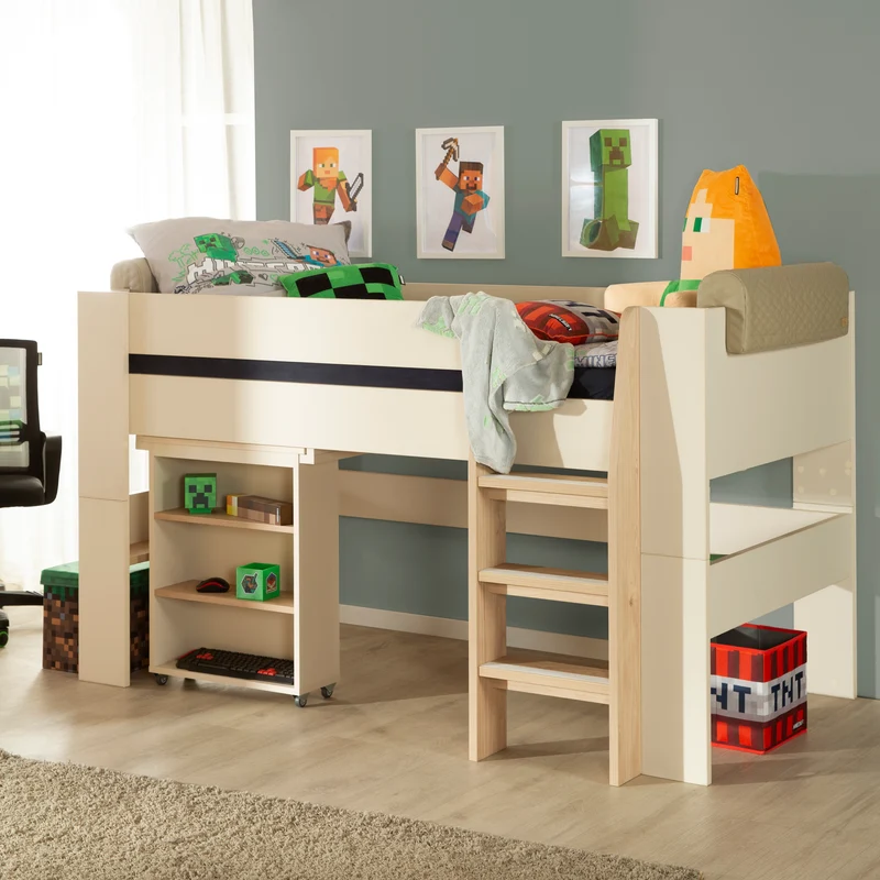 Hochbett Set 'Studio' - Serie 'Flexi Grow' - Cashmere / Eichen-Dekor