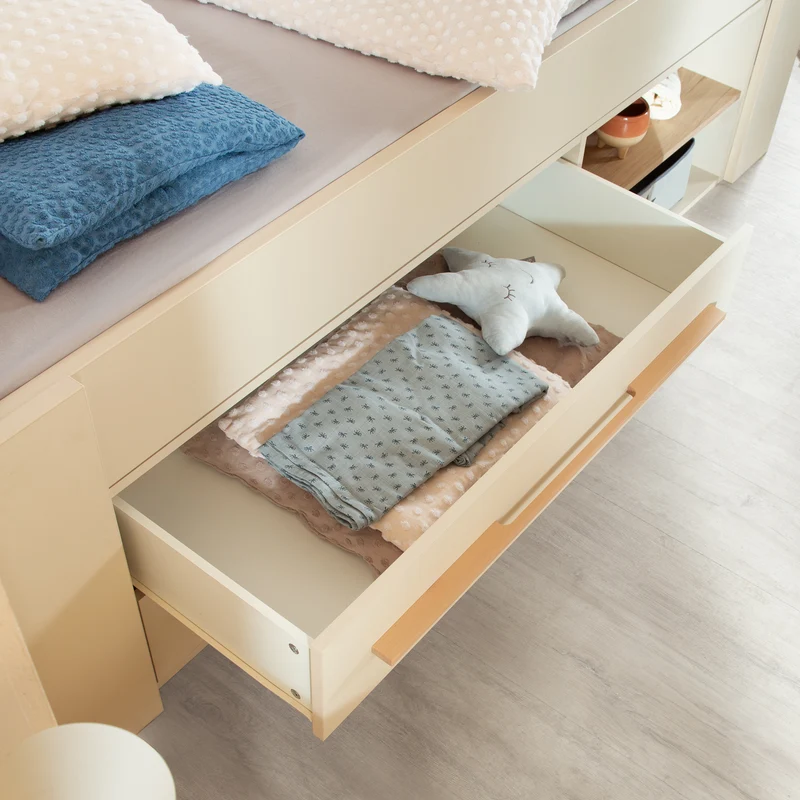 Kinderbett-Set 'Captain' 90 x 200 cm - Serie 'Flexi Grow' - Cashmere / Eichen-Dekor