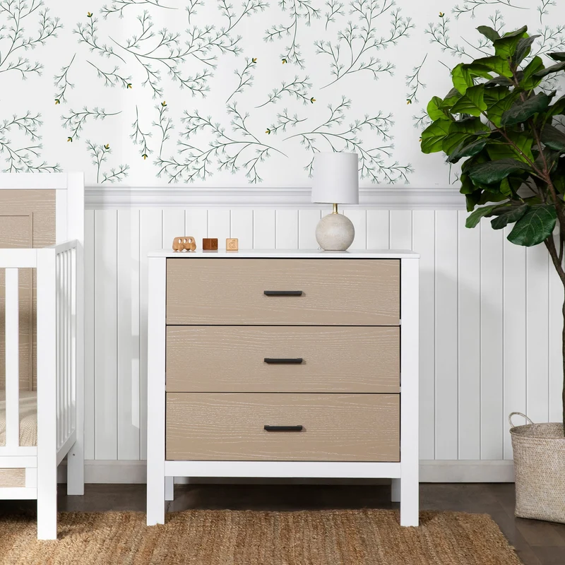 Commode 3 Tiroirs Radley - Blanc et Bois Côtier