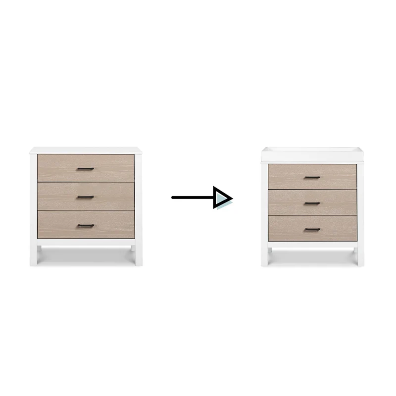 Commode 3 Tiroirs Radley - Blanc et Bois Côtier