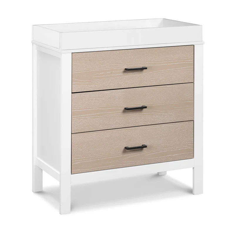 Commode 3 Tiroirs Radley - Blanc et Bois Côtier