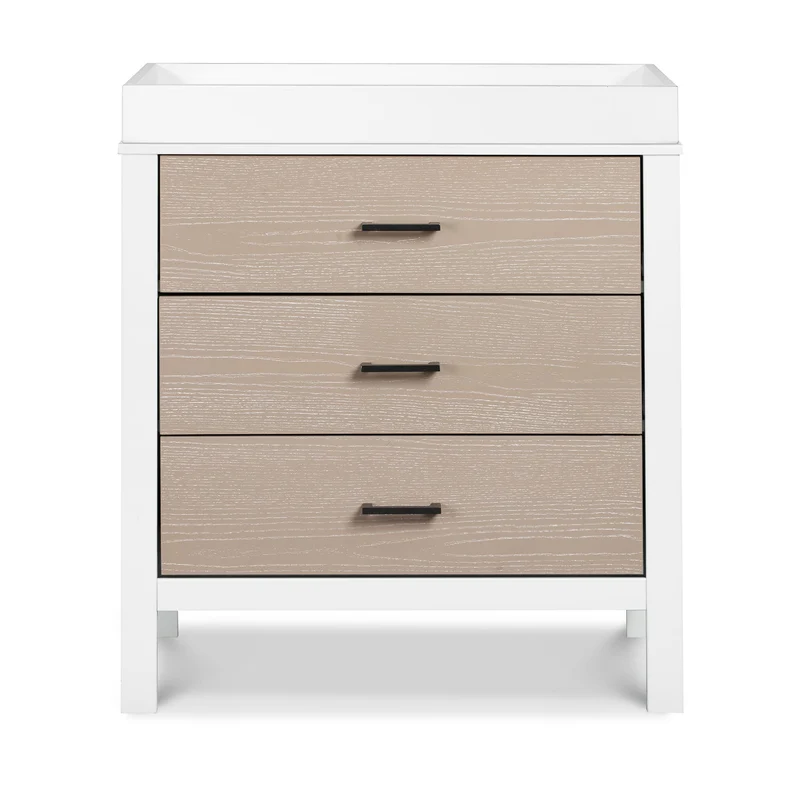 Commode 3 Tiroirs Radley - Blanc et Bois Côtier