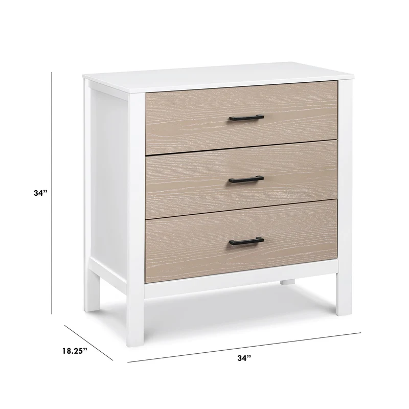 Commode 3 Tiroirs Radley - Blanc et Bois Côtier