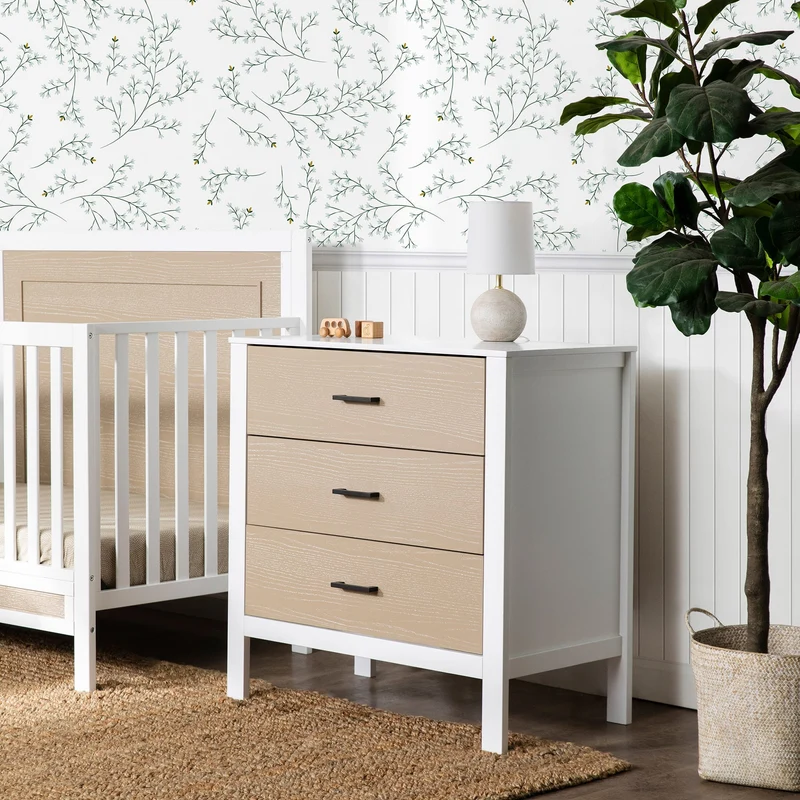 Commode 3 Tiroirs Radley - Blanc et Bois Côtier