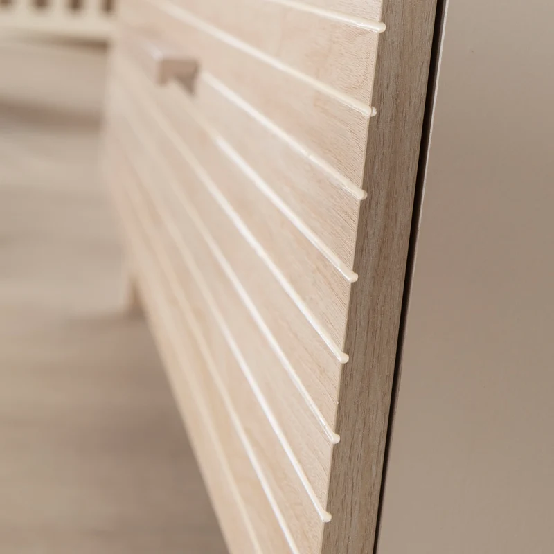 Kinderkleiderschrank 'Sidney' 3-türig - Füße und Griffe aus Massivholz - Cashmere / Dekor Eiche