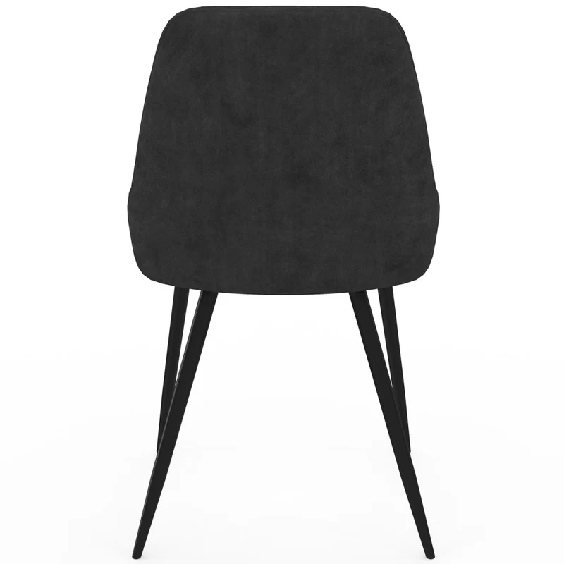 Chaises Olivia velours noir pieds métal noirs - lot de 6