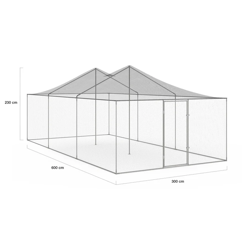 Volière grillagée 18m² - 6x3m