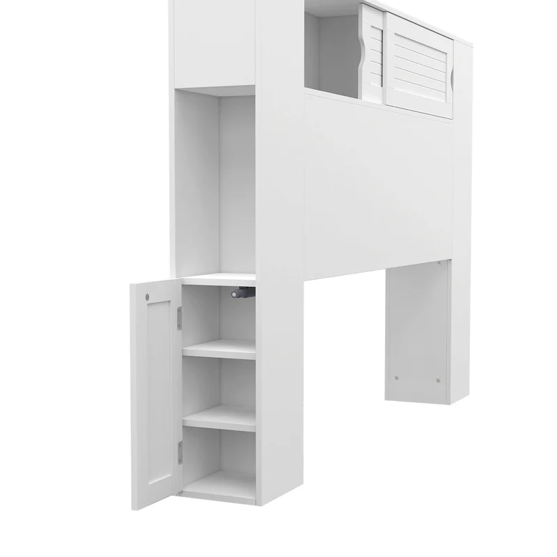 Tête de lit sur pieds Orem blanche avec rangement coulissant 140cm