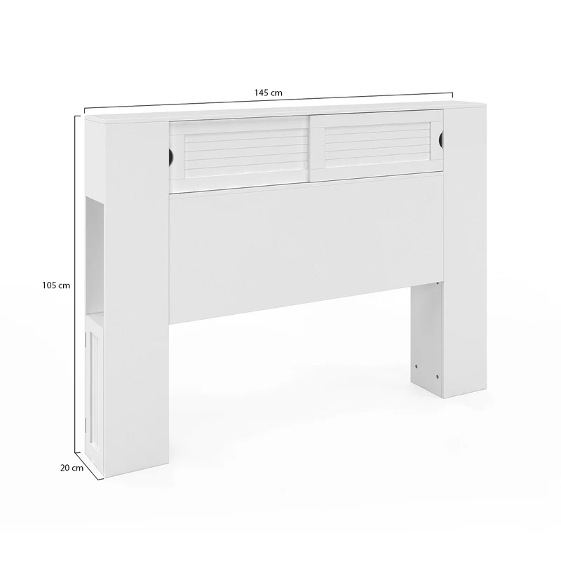 Tête de lit sur pieds Orem blanche avec rangement coulissant 140cm