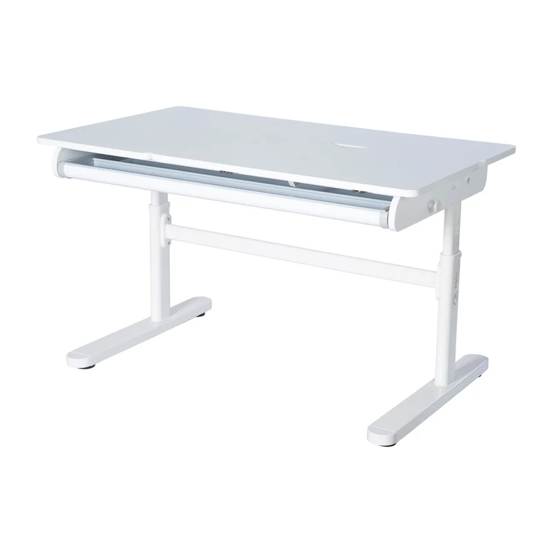 Kinderschreibtisch mit Schublade - Höhenverstellbar - Ergonomisches Design mit Stauraum & rechte Arbeitsfläche neigbar - Weiß