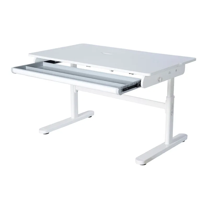Kinderschreibtisch mit Schublade - Höhenverstellbar - Ergonomisches Design mit Stauraum & neigbarer Arbeitsfläche - Weiß