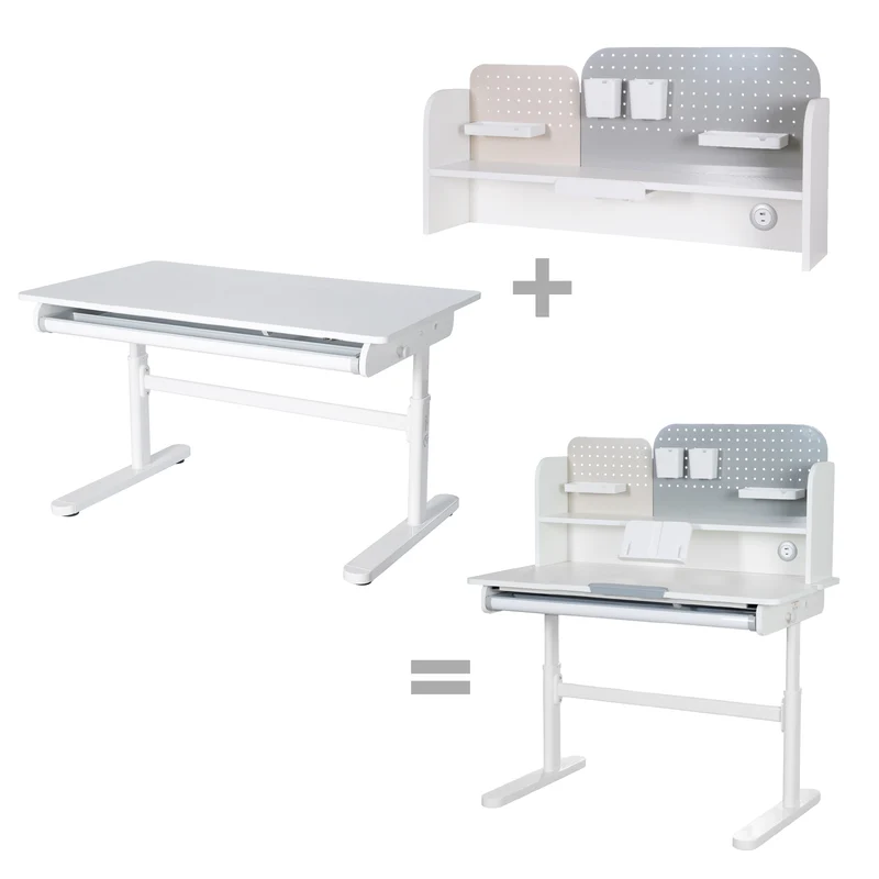 Kinderschreibtisch mit Schublade - Höhenverstellbar - Ergonomisches Design mit Stauraum - Modernes Design - Weiß