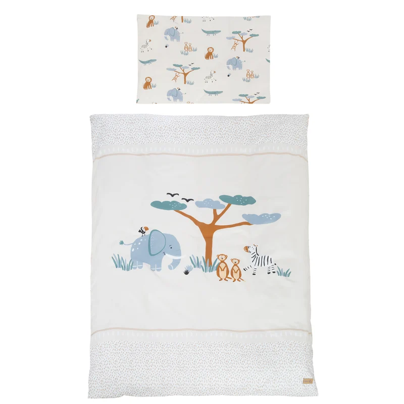 Babybettset 'Savanna Friends' 70 x 140 inkl. kompletter Ausstattung - Naturgrau / Beige