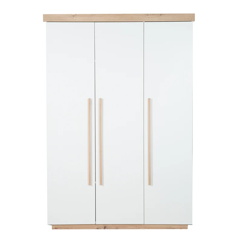 Kinderkleiderschrank 'Lumo - 3-türig - Soft-Close Funktion & Holzgriffen - Weiß / Artisan Eiche