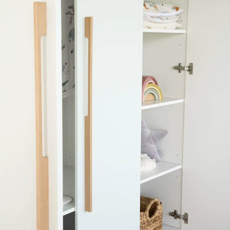 Kinderkleiderschrank 'Lumo - 3-türig - Soft-Close Funktion & Holzgriffen - Weiß / Artisan Eiche