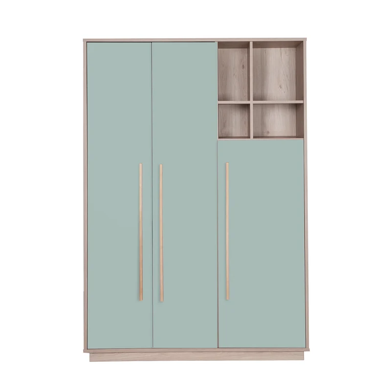 Kleiderschrank 'Selva' 3-türig mit offenem Fach - Soft-Close - Reed Green / Virginia Chestnut