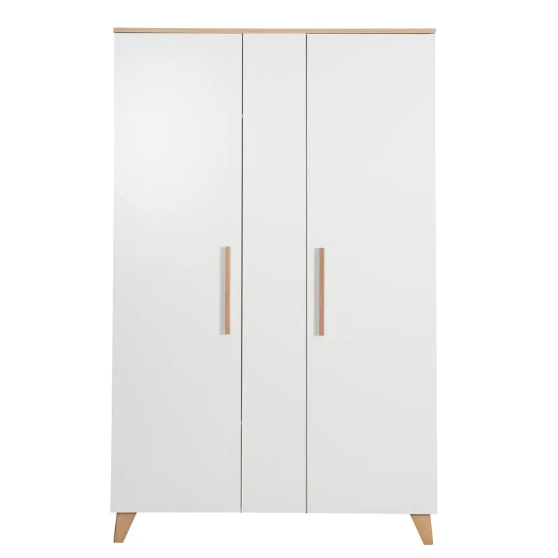 Kleiderschrank 'Leon' 2,5-türig - Soft-Close Türen & Massivholzfüße - Weiß / Othello Eiche