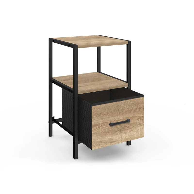 Tables de chevet Iris avec 1 tiroir et 1 niche - lot de 2