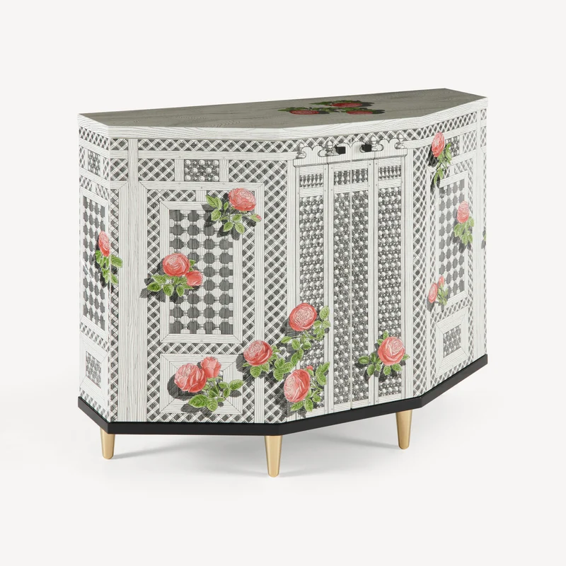 Small cabinet polyhedric Musciarabia con rose