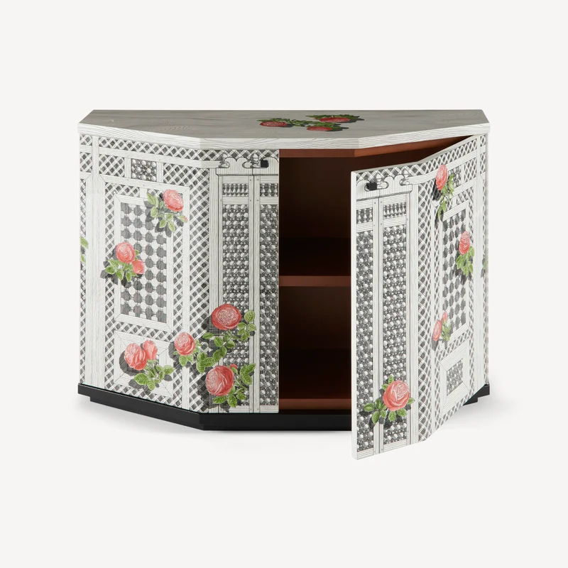 Small cabinet polyhedric Musciarabia con rose