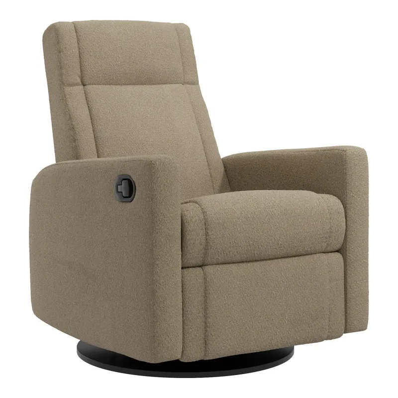 Fauteuil Berçant et Pivotant Nelly - Tissu Anti-tache Tessa Mocha