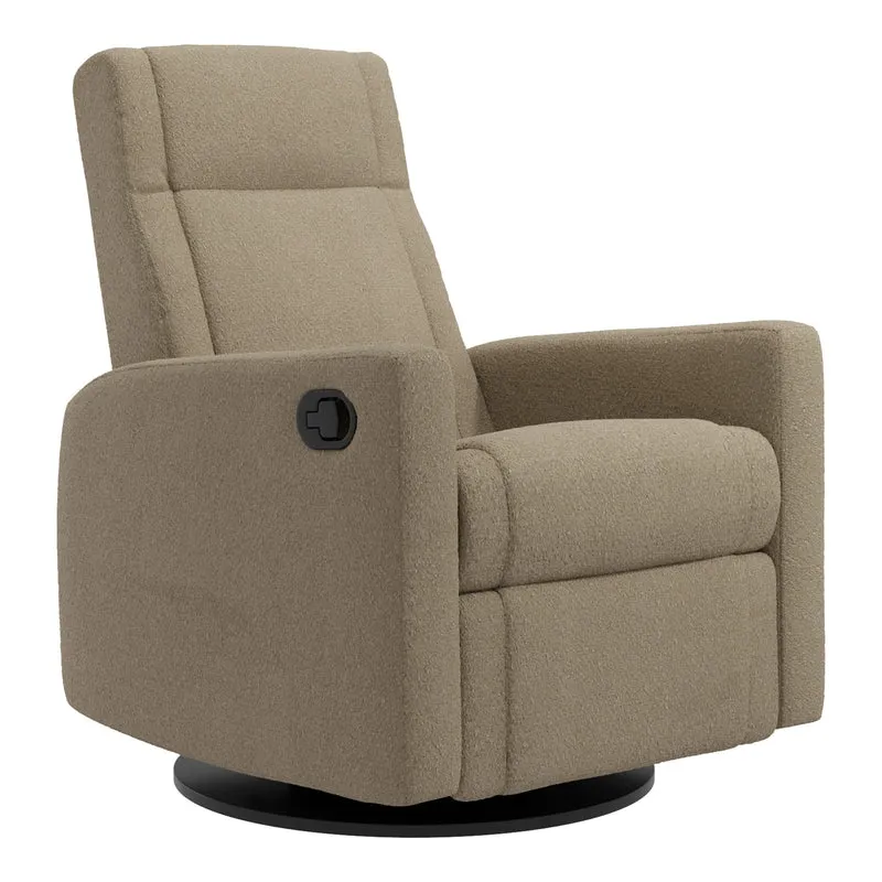 Fauteuil Berçant et Pivotant Nelly - Tissu Anti-tache Tessa Mocha