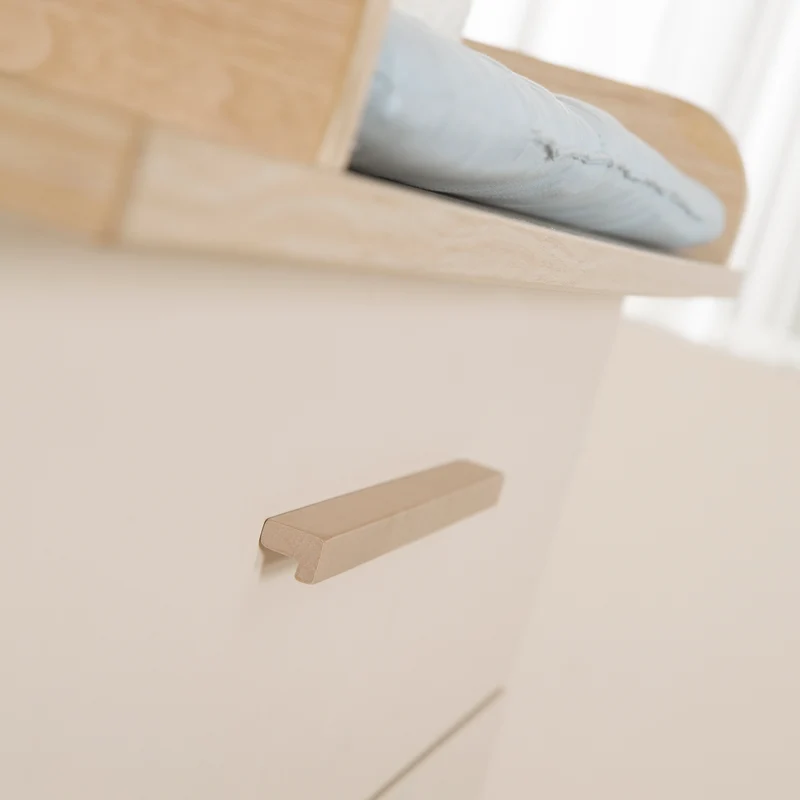 Wickelkommode 'Sidney' schmal aus Holz mit Schubladen - Beige / Dekor Eiche