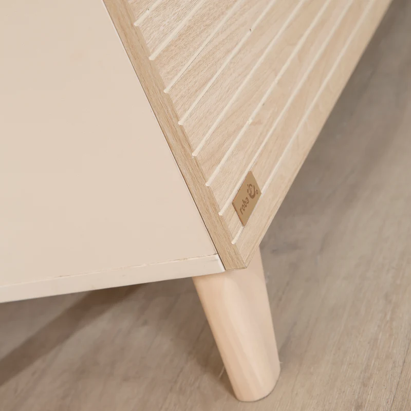 Wickelkommode 'Sidney' schmal aus Holz mit Schubladen - Beige / Dekor Eiche