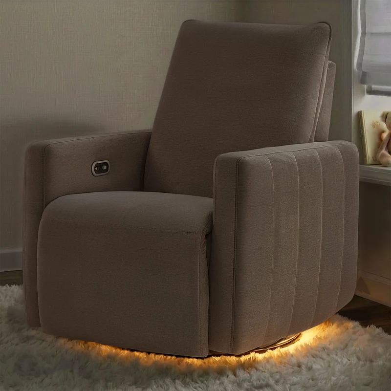 Fauteuil pivotant, coulissant et inclinable Dorian avec veilleuse - Ash