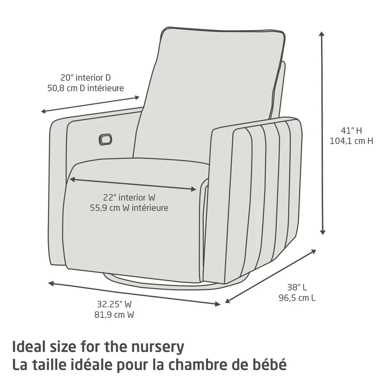 Fauteuil pivotant, coulissant et inclinable Dorian avec veilleuse - Ash