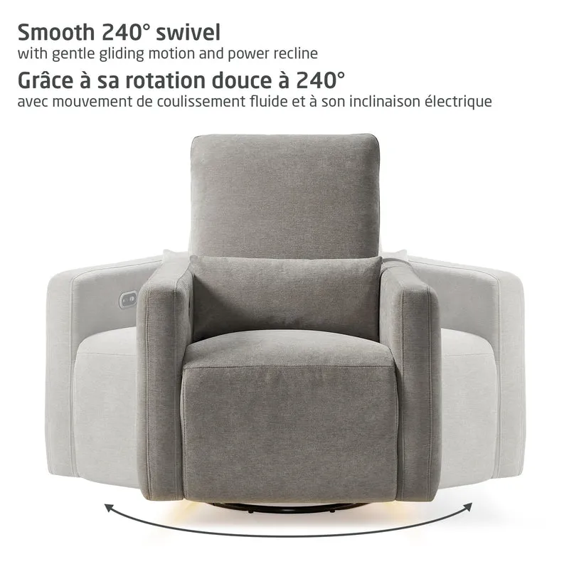 Fauteuil pivotant, coulissant et inclinable Dorian avec veilleuse - Ash