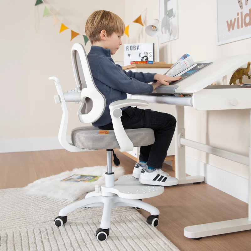 Fußbrett Smart Grow - Zubehör für Kinder-Bürostuhl - Passend zur Smart Grow Serie - Aus Kunststoff - Ergonomische Ergänzung - Grau