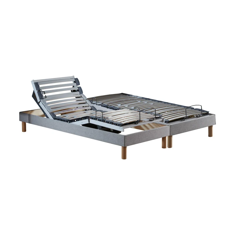 Lot de 2 lits électriques de relaxation multi lattes lisse Gris 2x80 x 200