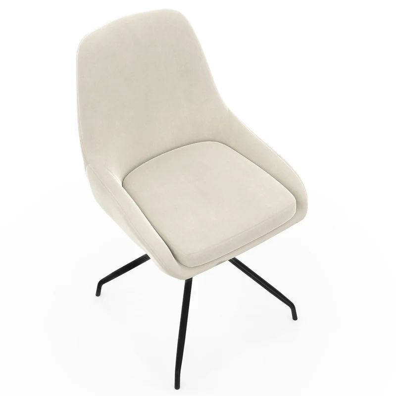 Chaises Olivia assise pivotante crème pieds métal - lot de 2