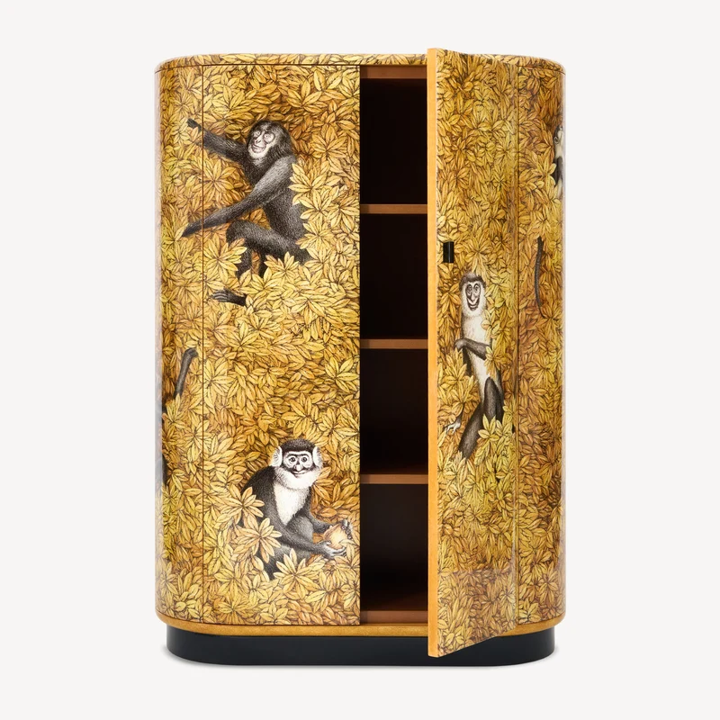 Curved cabinet Scimmie e foglie