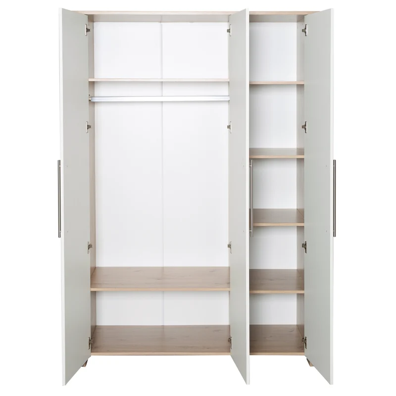 Kleiderschrank 'Malo' 3-türig mit Soft-Close-Scharnieren - Weiß / Eichen-Dekor