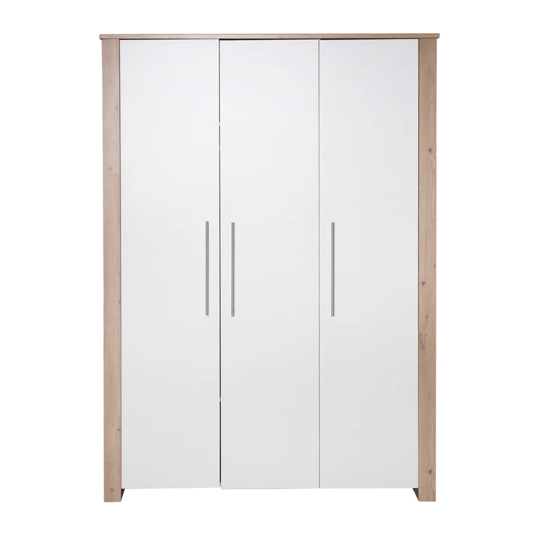 Kleiderschrank 'Malo' 3-türig mit Soft-Close-Scharnieren - Weiß / Eichen-Dekor
